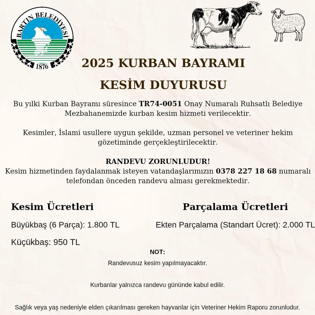 KURBAN KESİMİ BAŞVURULARI BAŞLADI